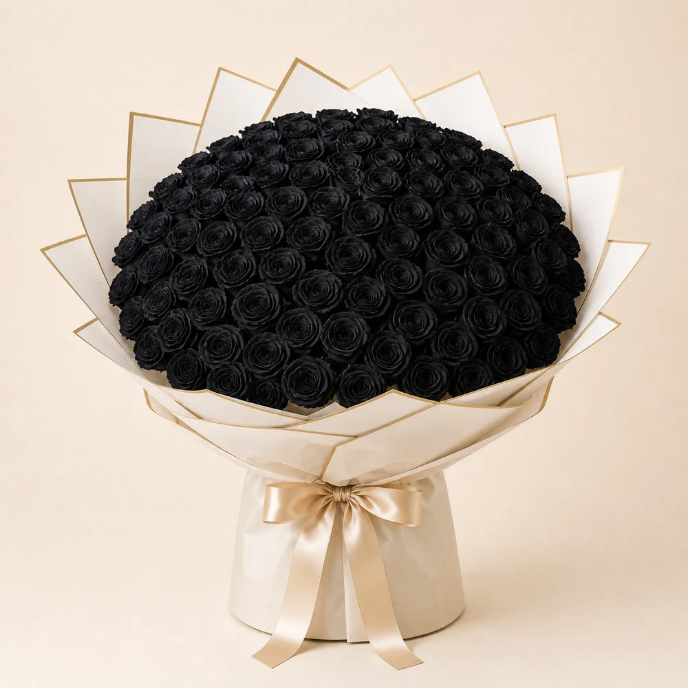 Painted Black Roses — 100 roses