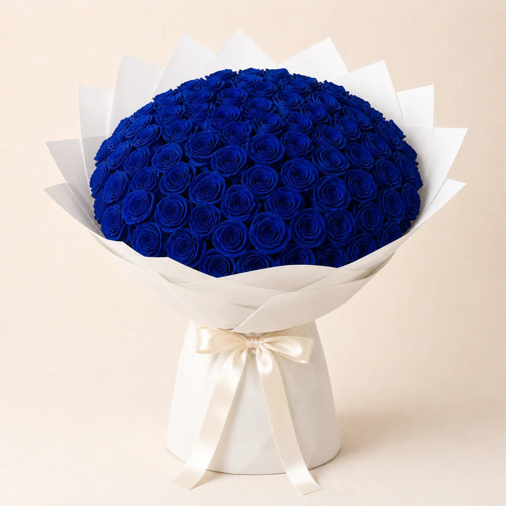 Painted Navy Blue Roses — 100 roses