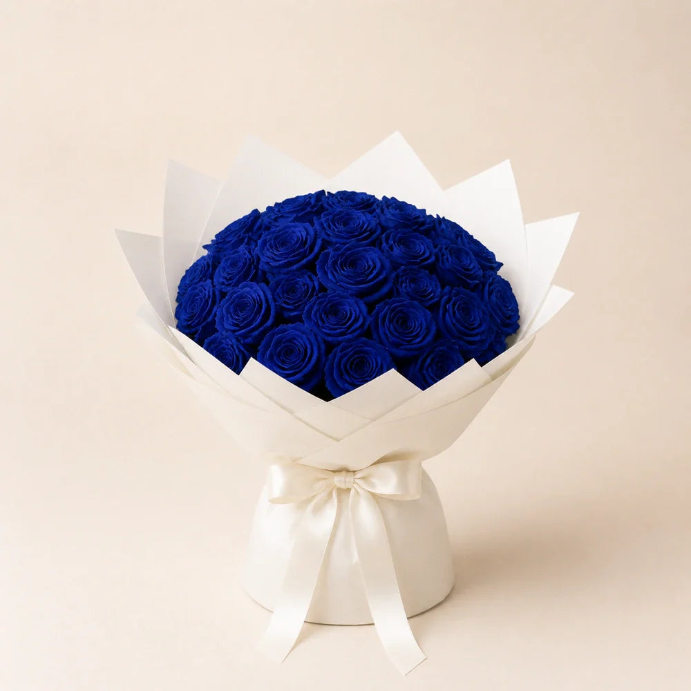 Painted Navy Blue Roses — 25 roses