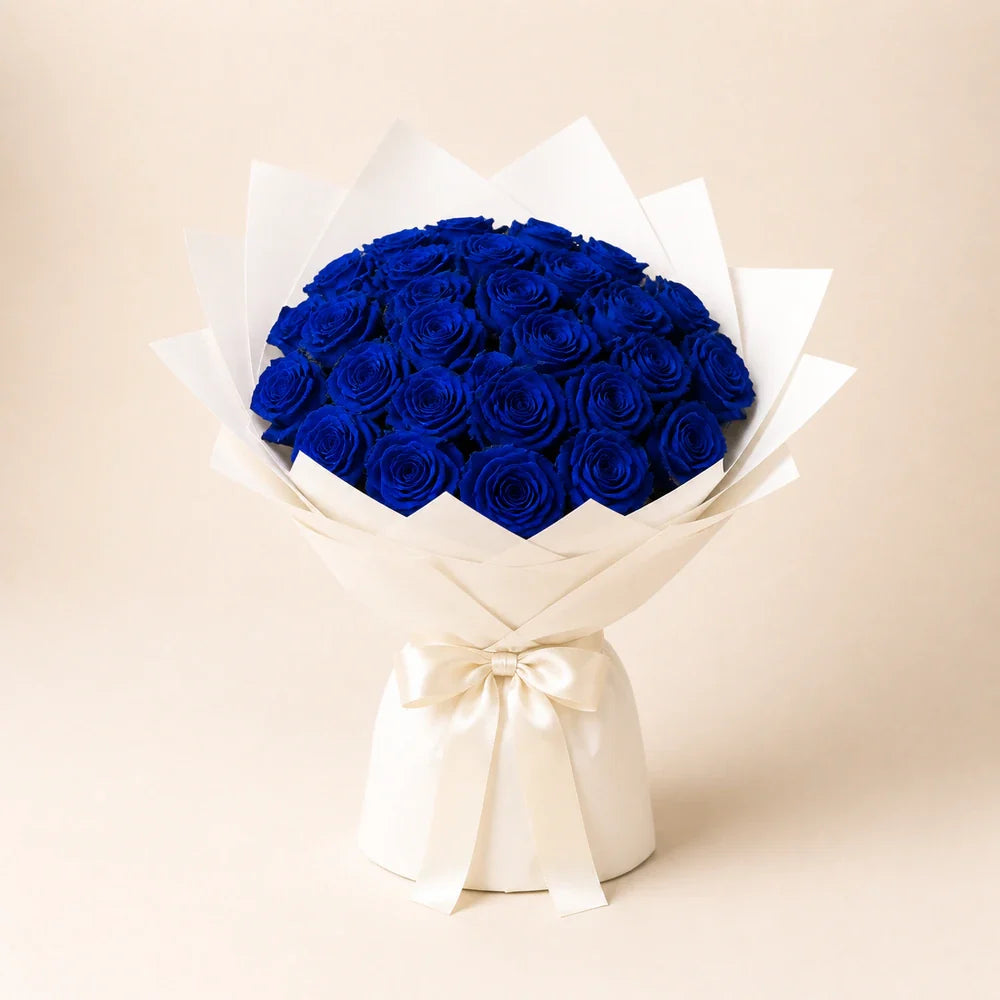Painted Navy Blue Roses — 50 roses