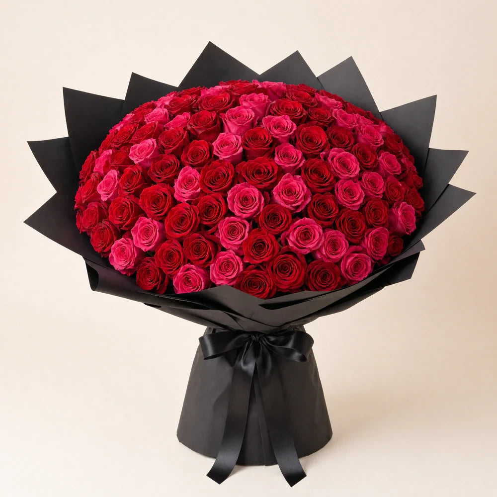 Red & Hot Pink Roses — 150 roses
