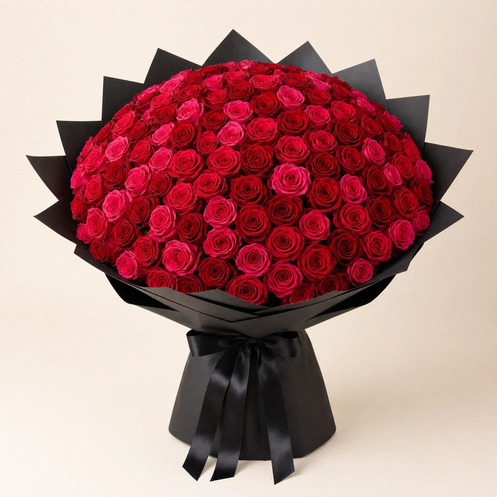 Red & Hot Pink Roses — 200 roses